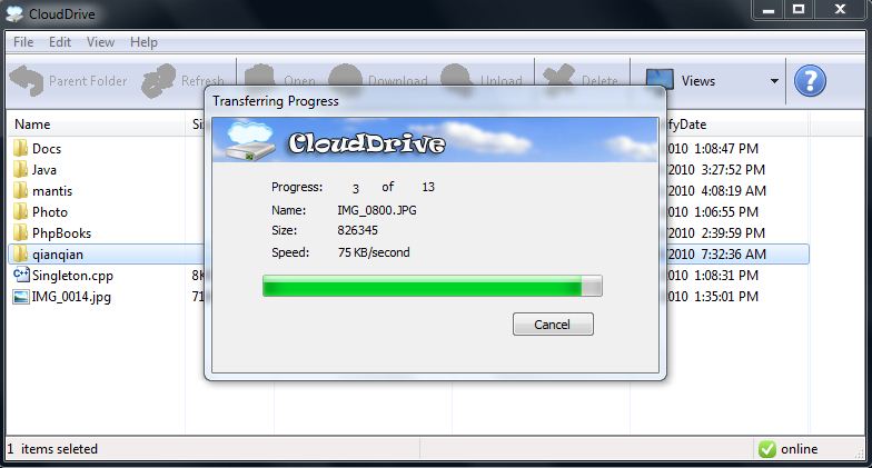 Click to view Cloud Drive 0.68 screenshot